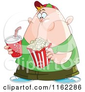 Chubby Boy With Movie Popcorn And Soda