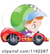 Boy Driving A Race Car