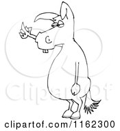 Cartoon Of An Outlined Mad Donkey Flipping The Bird Royalty Free Vector Clipart by djart