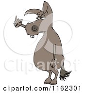 Cartoon Of A Mad Donkey Flipping The Bird Royalty Free Vector Clipart