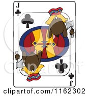 Cartoon Of A Dog Jack Club Playing Card Royalty Free Vector Clipart