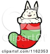 Cartoon Of A Rabbit In A Stocking Royalty Free Vector Illustration by lineartestpilot