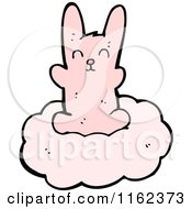 Cartoon Of A Pink Rabbit On A Cloud Royalty Free Vector Illustration