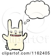 Cartoon Of A Thinking White Rabbit Royalty Free Vector Illustration