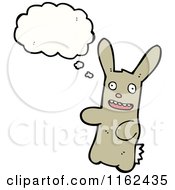 Cartoon Of A Thinking Brown Rabbit Royalty Free Vector Illustration
