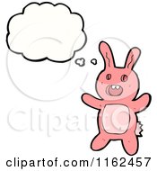 Cartoon Of A Thinking Pink Rabbit Royalty Free Vector Illustration