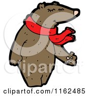 Cartoon Of A Brown Bear In A Scarf Royalty Free Vector Illustration