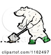 Cartoon Of A Polar Bear Digging Royalty Free Vector Illustration by lineartestpilot