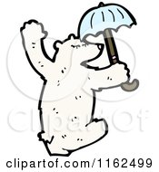 Cartoon Of A Polar Bear With An Umbrella Royalty Free Vector Illustration by lineartestpilot
