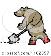 Cartoon Of A Brown Bear Digging Royalty Free Vector Illustration