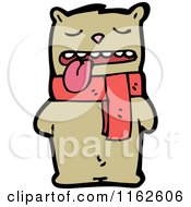 Cartoon Of A Brown Bear In A Scarf Royalty Free Vector Illustration