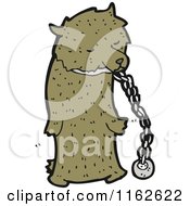 Cartoon Of A Brown Bear In Chains Royalty Free Vector Illustration