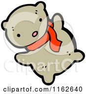 Cartoon Of A Brown Bear In A Scarf Royalty Free Vector Illustration