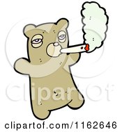 Cartoon Of A Brown Bear Smoking Royalty Free Vector Illustration