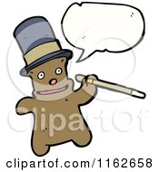 Cartoon Of A Talking Brown Bear With A Cane And Hat Royalty Free Vector Illustration
