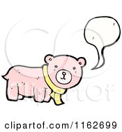 Cartoon Of A Talking Pink Bear In A Scarf Royalty Free Vector Illustration