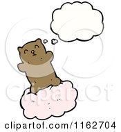 Cartoon Of A Thinking Brown Bear On A Cloud Royalty Free Vector Illustration
