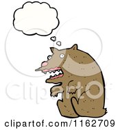 Cartoon Of A Thinking Brown Bear Royalty Free Vector Illustration