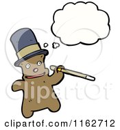 Cartoon Of A Thinking Brown Bear With A Hat And Cane Royalty Free Vector Illustration