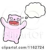Cartoon Of A Thinking Pink Bear Royalty Free Vector Illustration