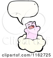 Cartoon Of A Talking Pink Bear On A Cloud Royalty Free Vector Illustration