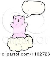 Cartoon Of A Talking Pink Bear On A Cloud Royalty Free Vector Illustration
