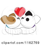 Puppy Couple Smooching Under A Red Heart