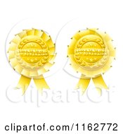 Clipart Of Golden Winner Award Ribbon Medals Royalty Free Vector Illustration