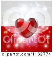 Poster, Art Print Of Shiny Red Heart And Fireworks Over A Poland Flag