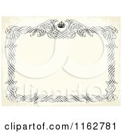 Poster, Art Print Of Distressed Beige Invitation With A Black Frame And Crown