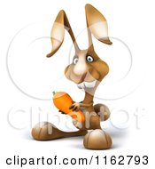 Clipart Of A 3d Brown Bunny Holding A Carrot Royalty Free CGI Illustration