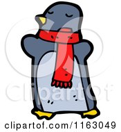 Cartoon Of A Penguin Wearing A Scarf Royalty Free Vector Illustration
