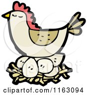 Cartoon Of A Hen Chicken On A Nest Royalty Free Vector Illustration
