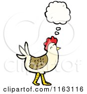 Cartoon Of A Thinking Hen Chicken Royalty Free Vector Illustration by lineartestpilot