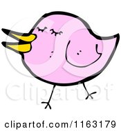 Cartoon Of A Pink Bird Royalty Free Vector Illustration