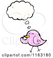Cartoon Of A Thinking Pink Bird Royalty Free Vector Illustration