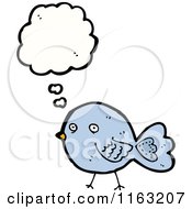 Cartoon Of A Thinking Bluebird Royalty Free Vector Illustration