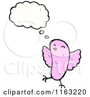 Cartoon Of A Thinking Pink Bird Royalty Free Vector Illustration