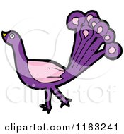 Cartoon Of A Purple Peacock Royalty Free Vector Illustration