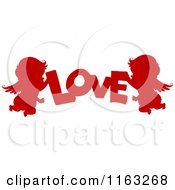 Poster, Art Print Of Silhouetted Red Cupids With The Word Love