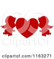 Poster, Art Print Of Silhouetted Red Cupids With A Heart