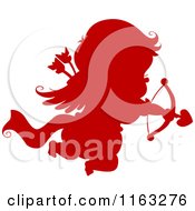 Poster, Art Print Of Silhouetted Red Cupid Aiming His Arrow