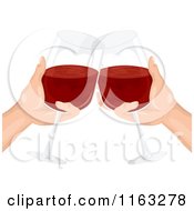 Pair Of Hands Clinking Their Wine Glasses Together In A Toast