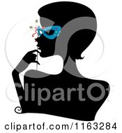 Poster, Art Print Of Silhouetted Woman With A Blue Mask Over Her Eyes