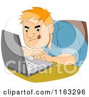 Cartoon Of A Determined Male Author Or Student Typing Royalty Free Vector Clipart by BNP Design Studio