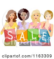 Poster, Art Print Of Diverse Group Of Ladies Holding Sale Shopping Bags
