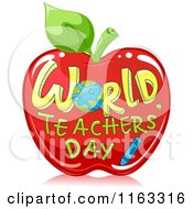 Poster, Art Print Of World Teachers Day Text On A Red Apple