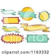 Cartoon Of Yellow And Green Frames And Banners Royalty Free Vector Clipart