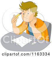 Cartoon Of A Male Artist With Art Block Royalty Free Vector Clipart by BNP Design Studio