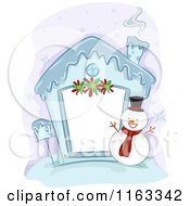 Poster, Art Print Of Frozen Christmas House Frame With A Snowman